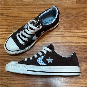 Converse All stars - brown suede wash/ white & blue checkered size 6 women’s